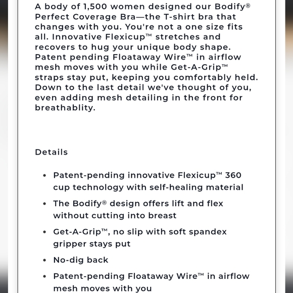 2pk Soma Bodify Perfect Coverage Nude Bras Size 42C Warm Amber Nude Flex Wire - Picture 4 of 12